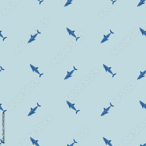 Wallpaper Mural White shark seamless pattern in scandinavian style. Marine animals background. Vector illustration for children funny textile. Torontodigital.ca