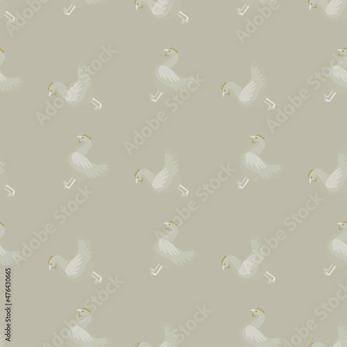 Seamless pattern of hen. Domestic animals on colorful background. Vector illustration for textile.