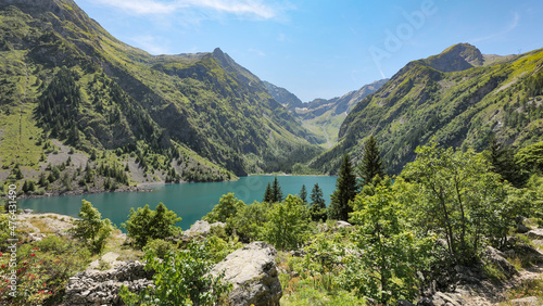 Fotografie, Obraz Massif des écrins, lac et cascades du Lauvitel