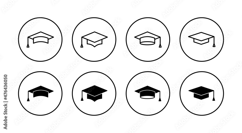 Education icon set. Graduation cap sign and symbol. Graduate. Students cap Education icon set. Graduation cap sign and symbol. Graduate. Students cap