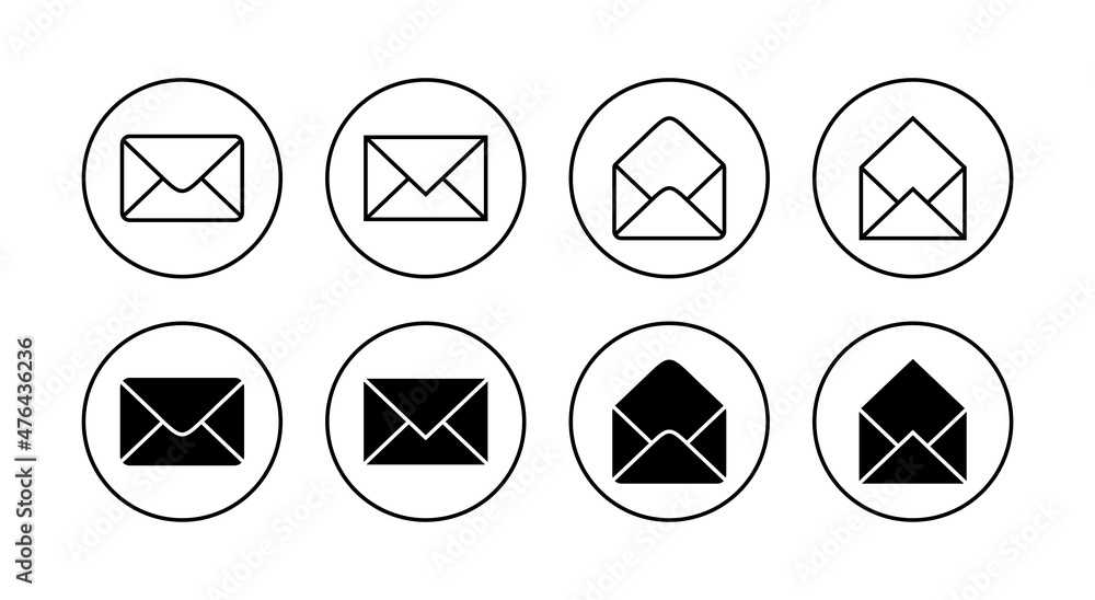 Mail icons set. email sign and symbol. E-mail icon. Envelope icon Mail icons set. email sign and symbol. E-mail icon. Envelope icon