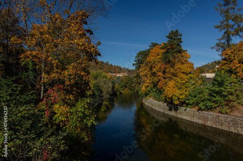 Svratka river in Brno City, Czech Republic, Autumn