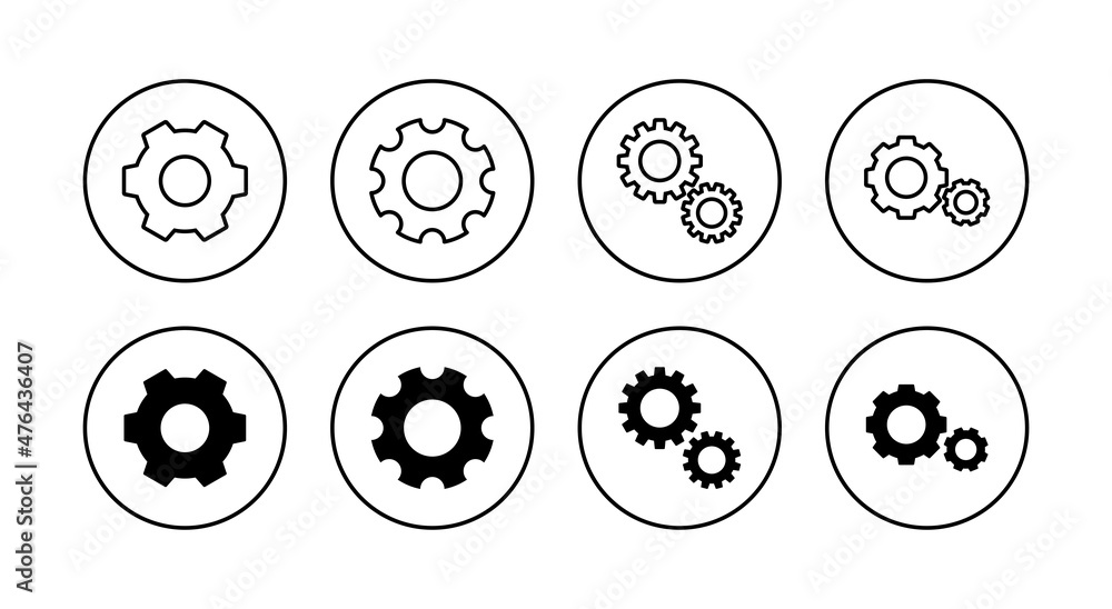 Setting Icons set. Cog Settings sign and symbol. Gear Sign Setting Icons set. Cog Settings sign and symbol. Gear Sign