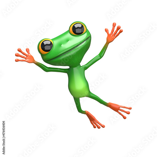 3D Illustration of a Mischievous Jumping Frog