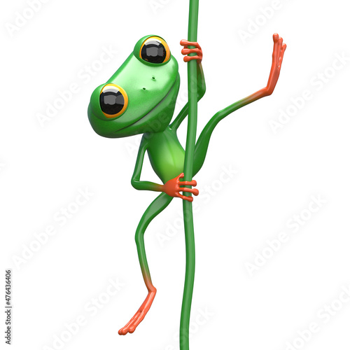 3D Illustration of a Mischievous Frog on Liana