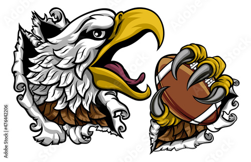 Bald Eagle Hawk Ripping American Football Mascot