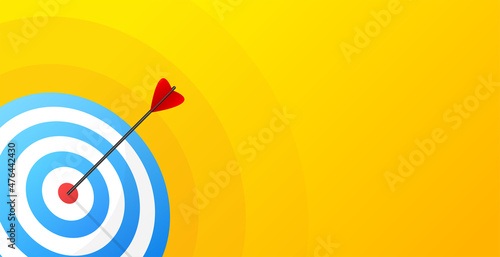Red arrows reaching the center target. Darts target. Success Business Concept. Vector illustration.