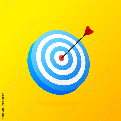 Red arrows reaching the center target. Darts target. Success Business Concept. Vector illustration.