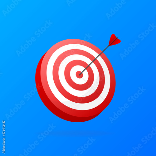 Red arrows reaching the center target. Darts target. Success Business Concept. Vector illustration.