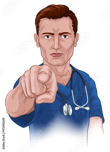 Canvas Print Nurse Doctor Pointing Your Country Needs You