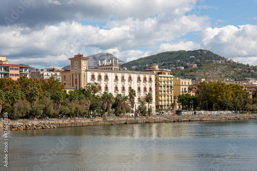 View of the Gulf of Salerno Salerno bay and the greater city of Salerno, Campania, Southern Italy. 