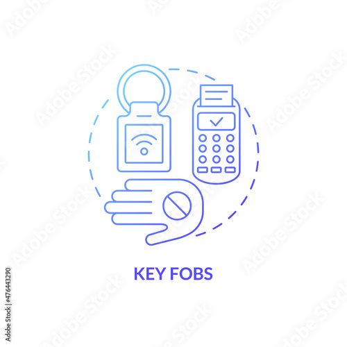 Key fobs blue gradient concept icon. Innovative lock control. Touchless system abstract idea thin line illustration. Isolated outline drawing. Roboto-Medium, Myriad Pro-Bold fonts used