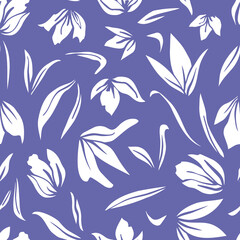 Acrylglasbilder Very-Peri-Muster Botanische Blüten Lila Streumuster  © MoJX.Studio