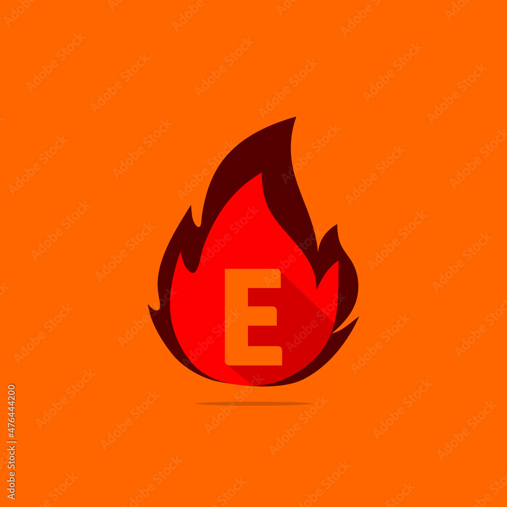 E letter with fire design template combination, hot fire icon vector. E letter with fire design template combination, hot fire icon vector.