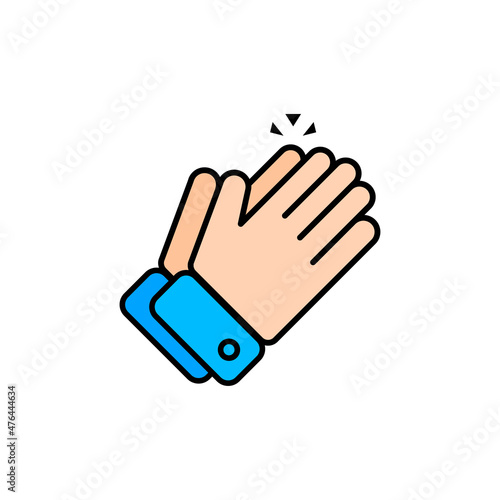Clapping hands icon in flat design. Isolated on white background. Vector illustration.