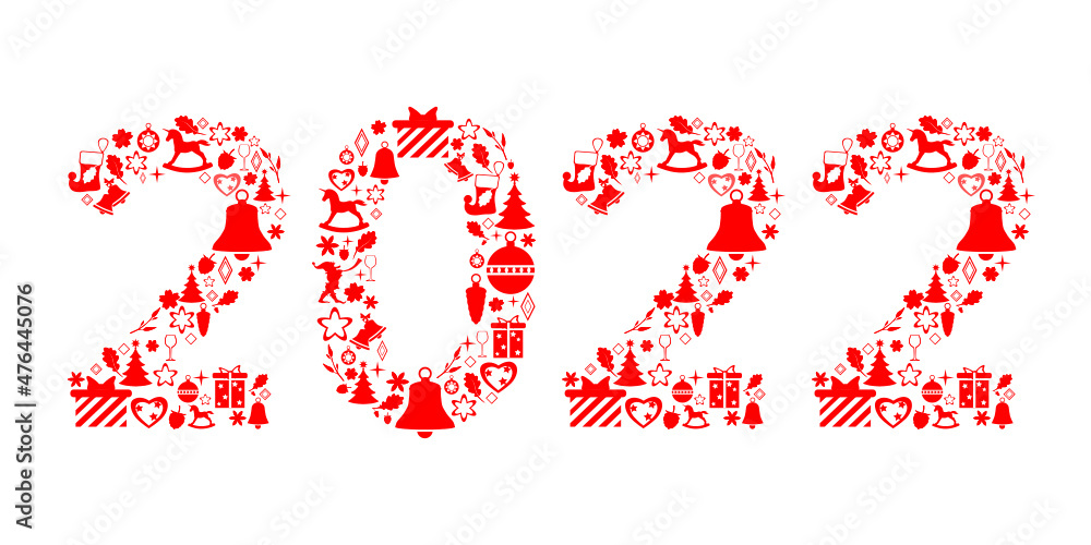 New Year. Date 2022 with New Year and plant elements New Year. Date 2022 with New Year and plant elements