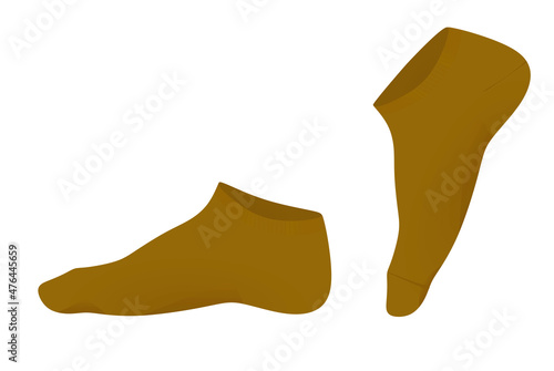 Brown short sock. vector illustration