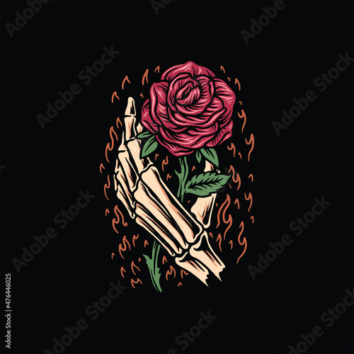 death rose tattoo vector design