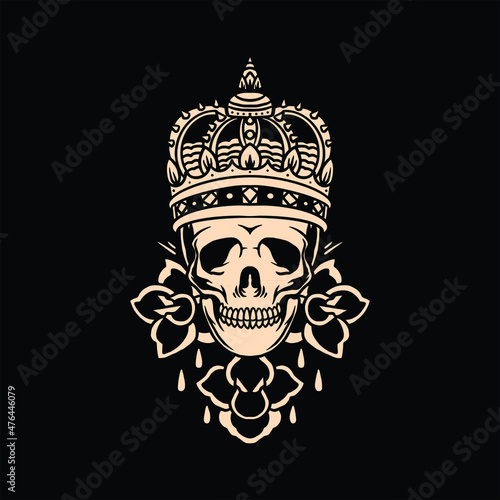 king skull tattoo vector design
