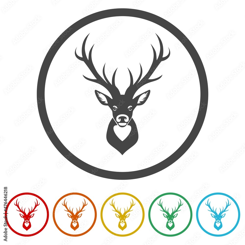Deer head icon isolated on white background, color set Deer head icon isolated on white background, color set