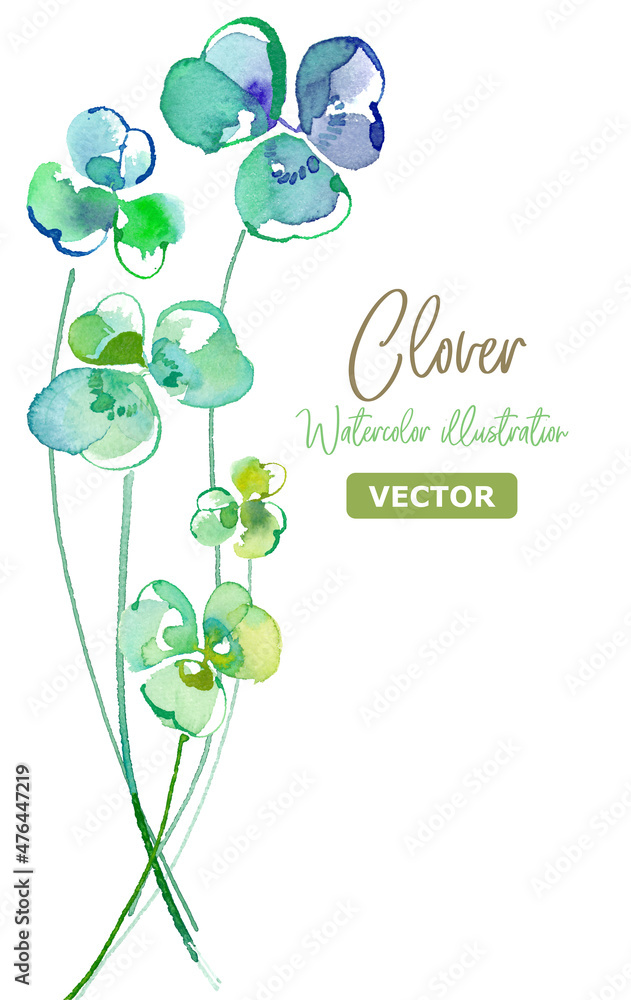 春のグリーンイメージ クローバーの水彩イラスト エコロジー ベクター レイアウト変更可能 Stock Vector Adobe Stock