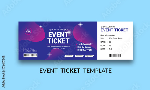 Event Ticket Vector Template colorfully design