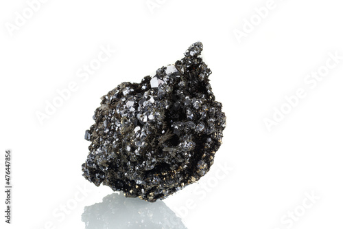 Cuadro en lienzo macro stone mineral Quartz Sphalerite Galena pyrite on a white background
