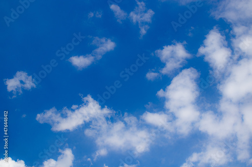 Beautiful Blue Sky with Bright White Clouds in a Sunny Summer Day