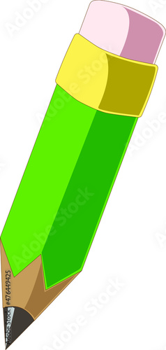 green simple pencil with eraser