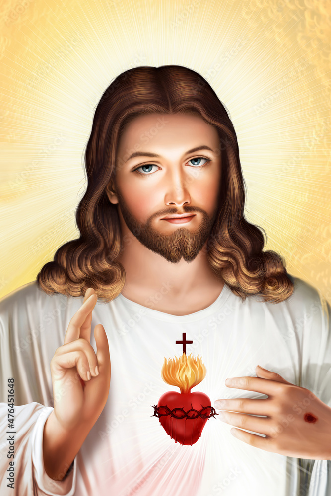 Sacred Heart of Jesus Christ Christian God Stock Illustration | Adobe Stock