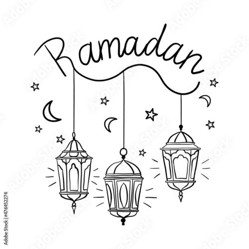 Vector illustration, Ramadan, lanterns Isolated on white background.