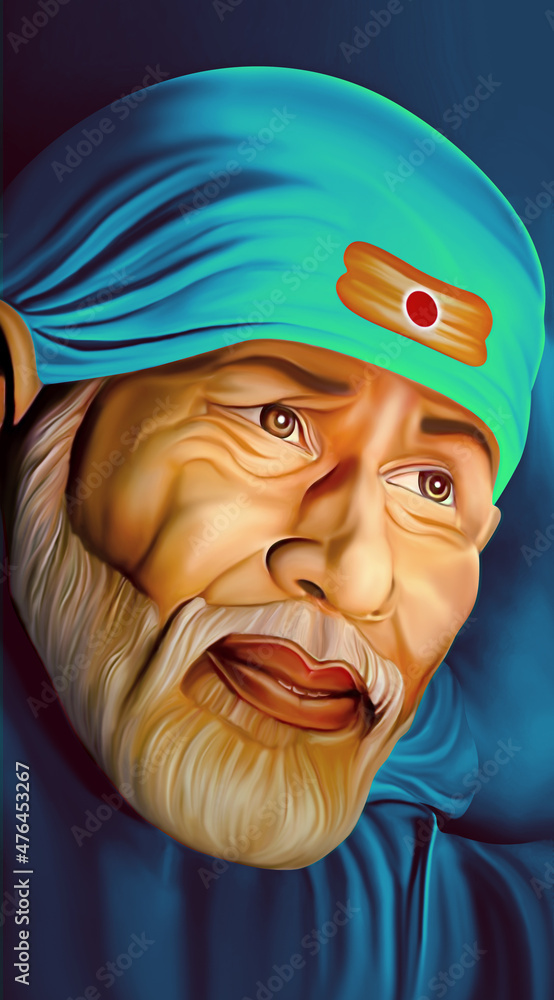 Sai,Baba,Shirdi,Indian,Face Stock Illustration | Adobe Stock