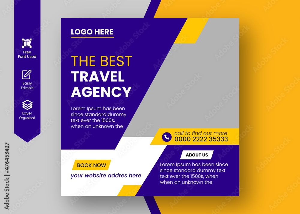 Best Travel promotion social media post design or travelling business Instagram and Facebook square web banner template.
Best Travel promotion social media post design or travelling business Instagram and Facebook square web banner template.