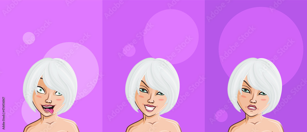 Cartoon Female portrait. Woman avatar. Vector character. Girl portrait Cartoon Female portrait. Woman avatar. Vector character. Girl portrait