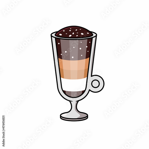 Vector illustration of coffee latte in glass