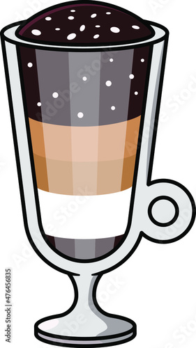 Vector illustration of coffee latte in glass