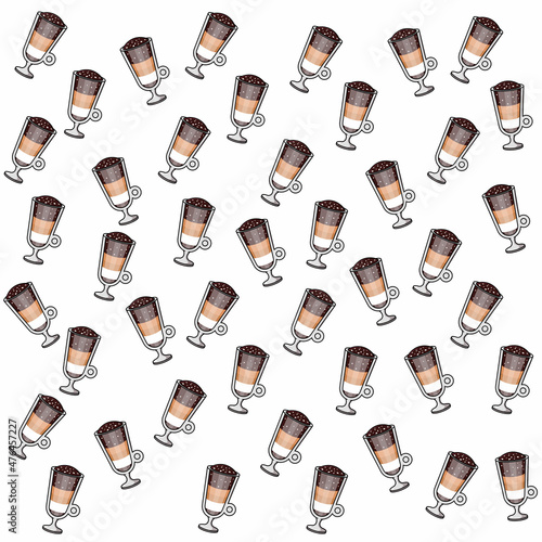 Pattern Vector illustration of coffee latte in glass