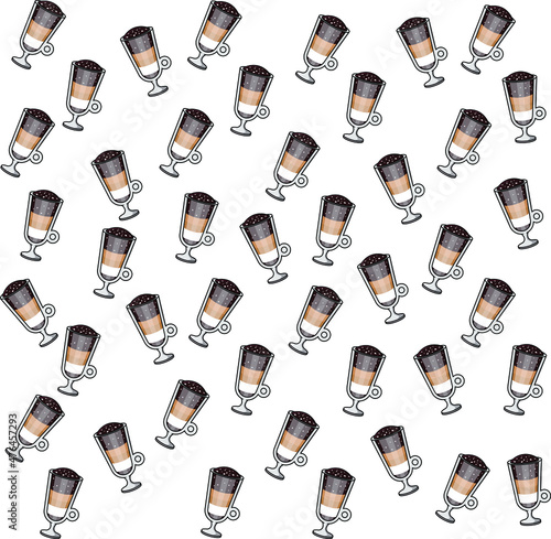 Pattern Vector illustration of coffee latte in glass