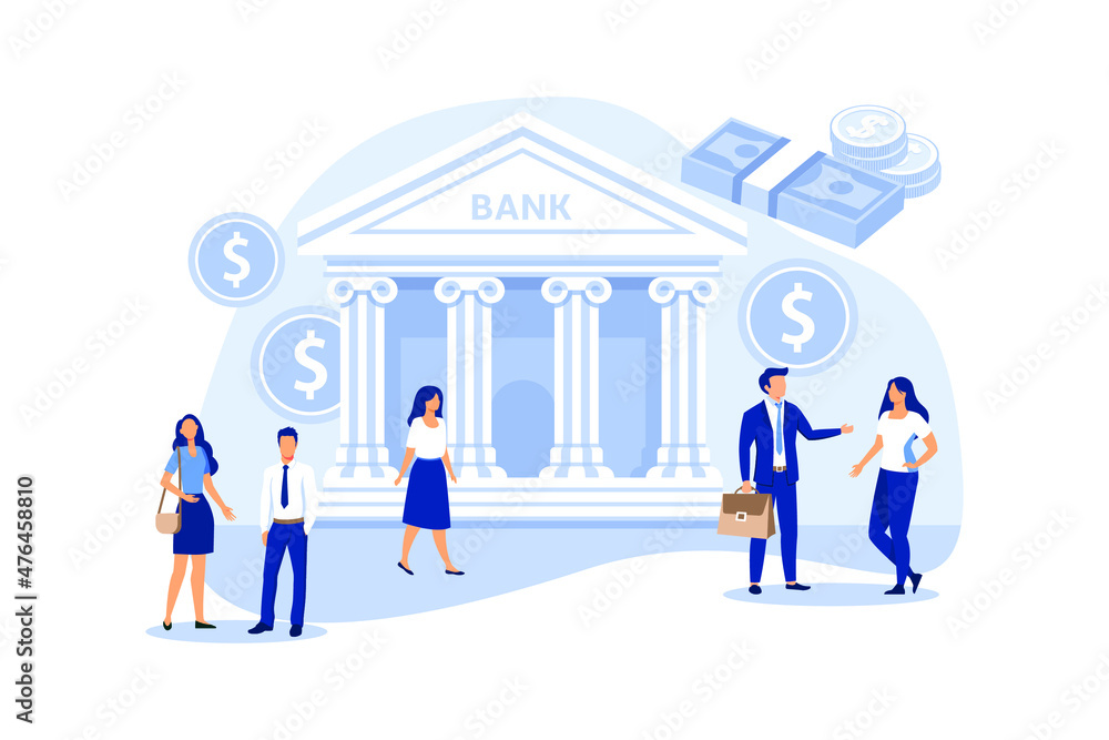 bank building on a white background, bank financing, money exchange, financial services, ATM, giving out money vector flat modern design illustration bank building on a white background, bank financing, money exchange, financial services, ATM, giving out money vector flat modern design illustration