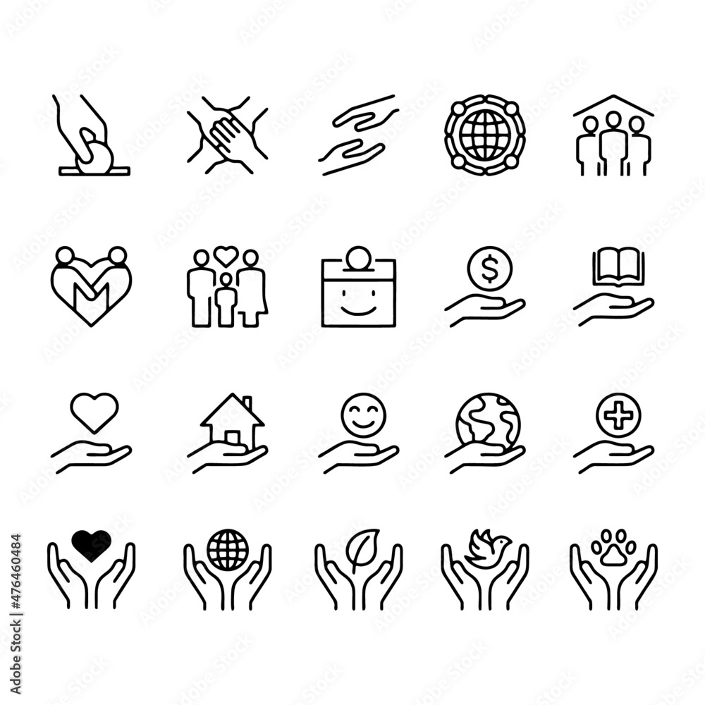Ταπετσαρία Charity, volunteer,sympathy an helping icon set in thin line style