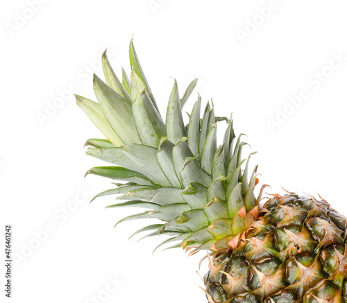 Fresh ripe pineapple isolated on white background, closeup