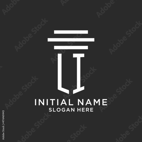 LI initials with simple pillar logo design, creative legal firm logo