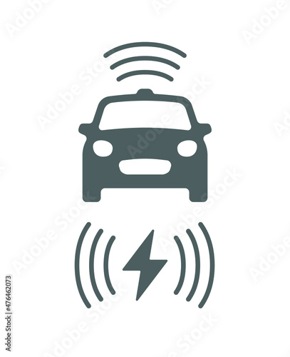 Wireless car charging station icon. Electric car charging illustration isolated. Electric Vehicle charging point vector symbol. Renewable eco technologies. Vector layouts