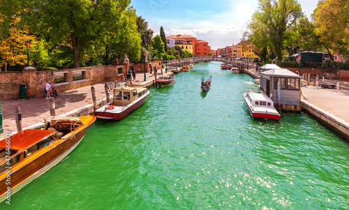 Valokuva Canal, boats, gondola and a bridge, traditional view of Venice, Italy