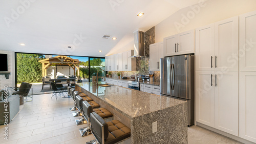 Luxury kitchen with a large granite island