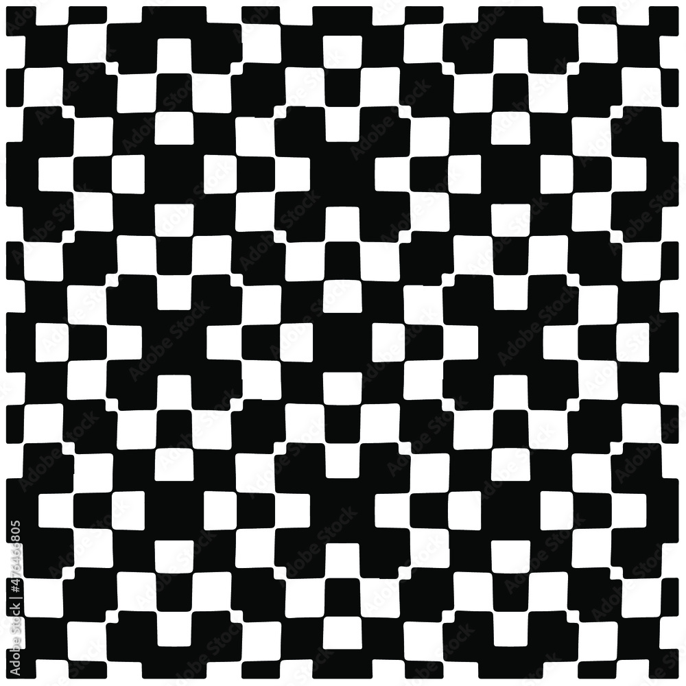 Fototapeta premium Decorative abstract pattern. Black and white seamless geometric pattern. 
