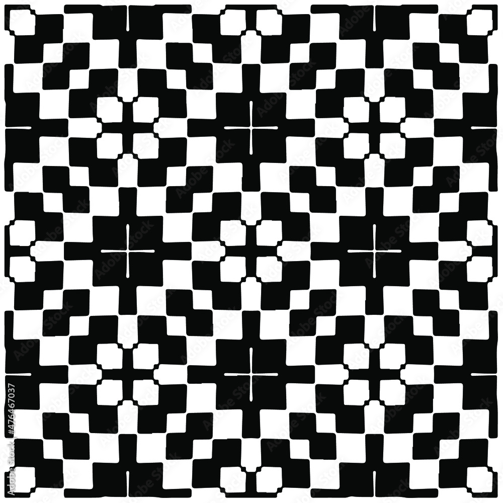 Fototapeta premium Decorative abstract pattern. Black and white seamless geometric pattern. 