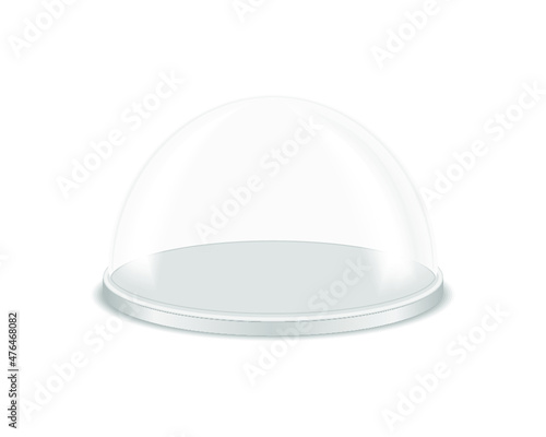 glass dome on silver plate isolated on a white background