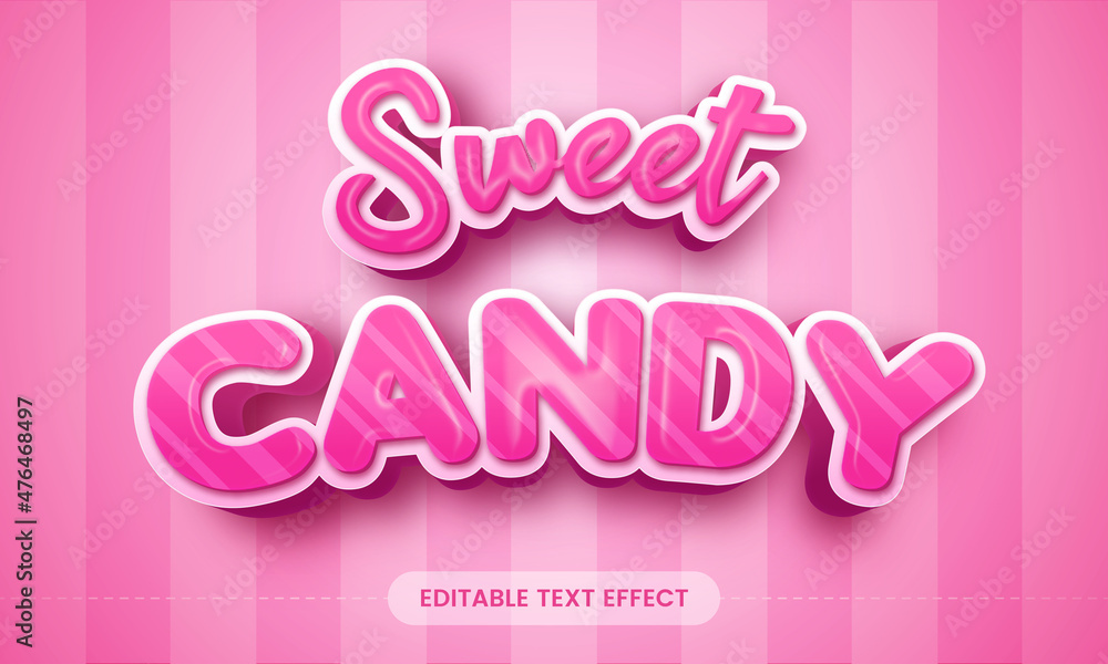 Sweet candy text effect. Editable 3d pink fancy font style perfect for logotype, any title, heading especially  for valentines element design.