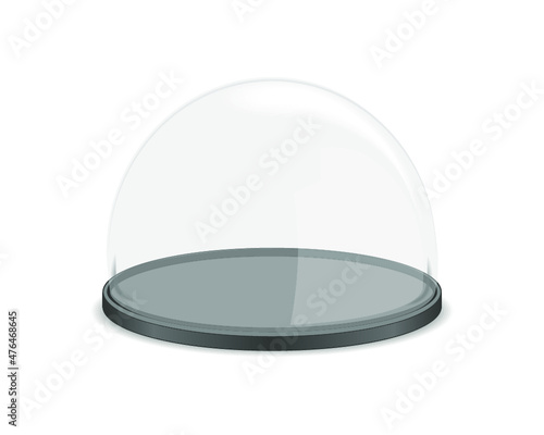 glass dome on silver plate isolated on a white background
